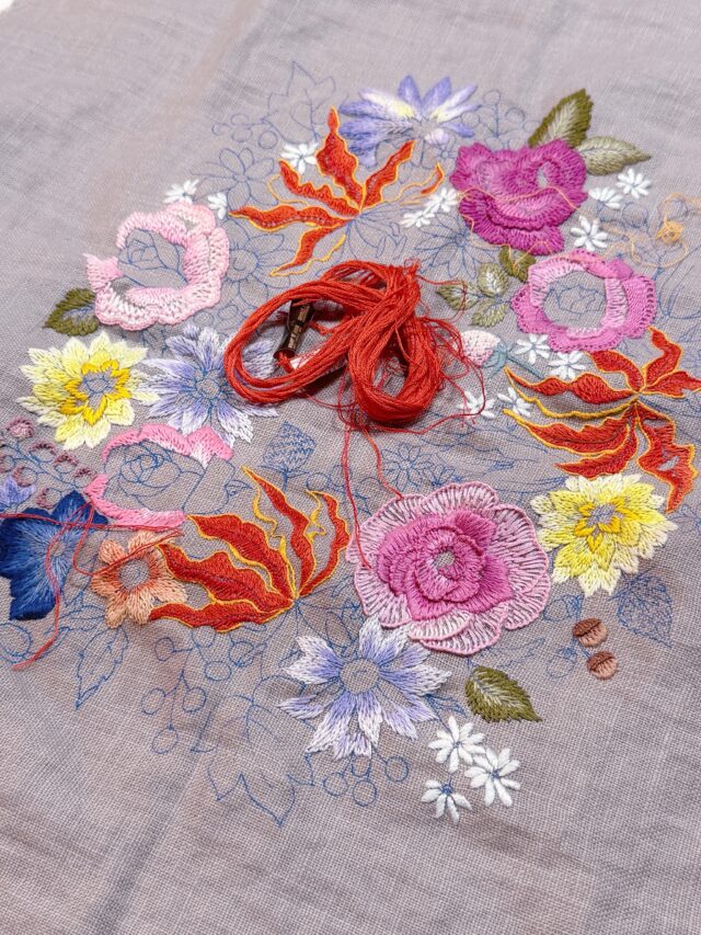 【未使用】戸塚刺繍 手刺繍 テーブルセンター フルーツ柄 レース編みハンドメイド 刺繍基本ステッチをYouTubeで解説 | 田村良恵刺繍教室-大阪